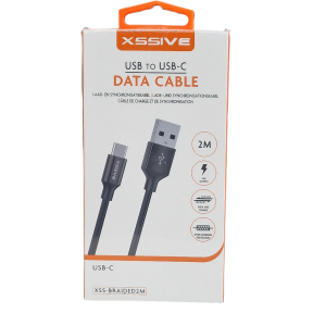 Xssive USB Cable Type-C 2m XSS-BRAIDED2M- Zwart
