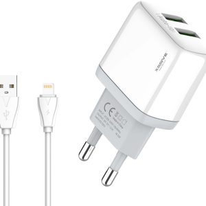 Xssive Duo USB Charger+Cable for iPhone 2.1A XSS-AC54-IP – Wit