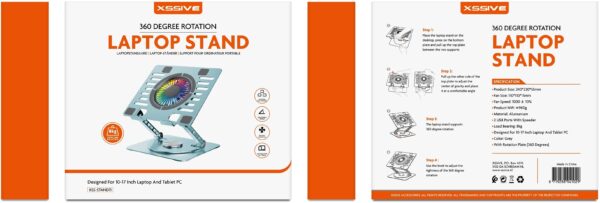 Xssive 360° Laptop Stand With Build-in RGB Cooling Fan XSS-STAND11 - Afbeelding 4