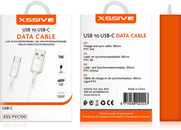 Xssive USB Cable Type-C 2m XSS-PVC200C - Wit - Afbeelding 2
