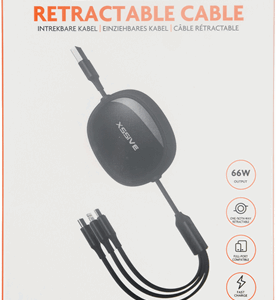 Xssive 3in1 Retractable Fast Charging Cable XSS-3IN1DESK2B – Zwart