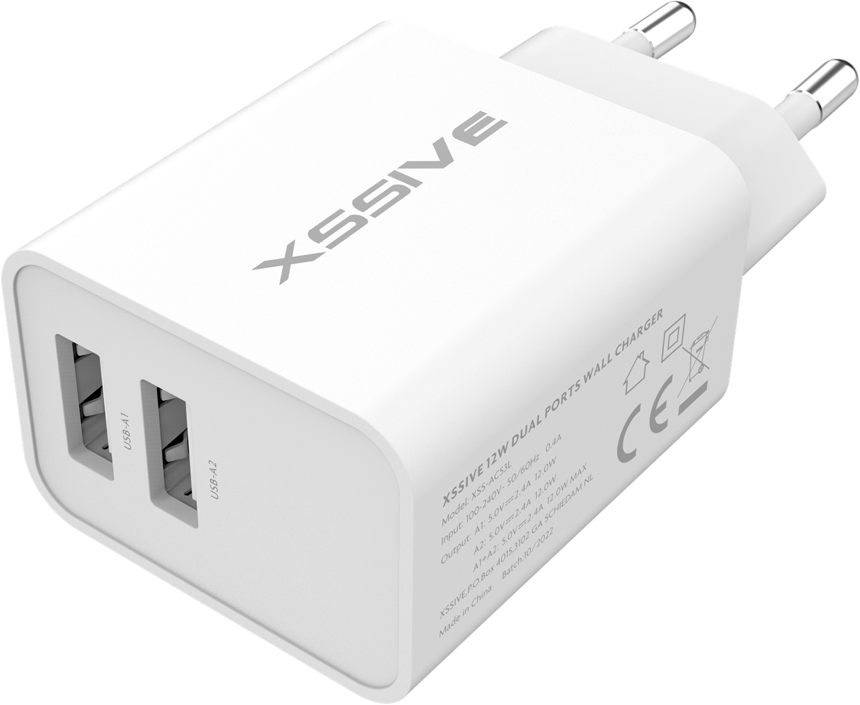 IMG_3517 Xssive Duo USB Charger+Cable Micro 2.1A XSS-AC54-M - Wit - Afbeelding 1