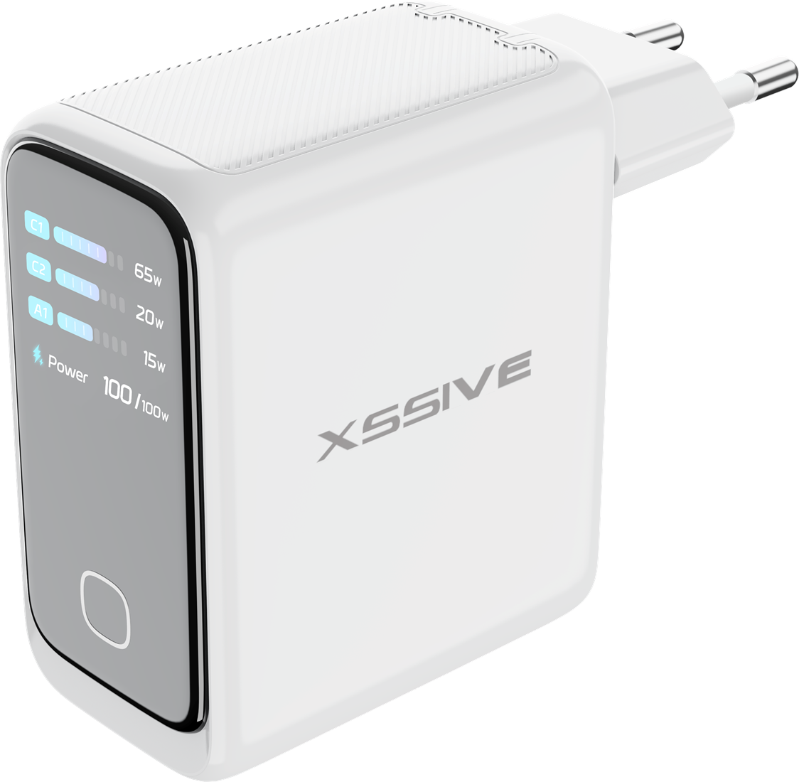 xssive-100w-pd-gan-fast-charger-with-smart-display-xss-ac88-wit Xssive 100W PD GaN Fast Charger with Smart Display XSS-AC88 - Wit - Afbeelding 1
